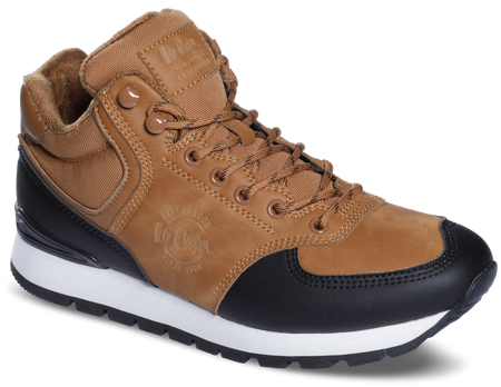 Buty jesienne męskie  Smartstep Lee Cooper Brown stylowe ocieplane sneakersy brązowe (LCJ-23-31-3058M)