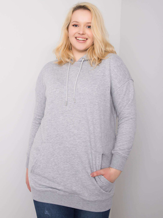 Szara melanżowa bawełniana bluza plus size z kapturem (RV-BL-6338.19X)