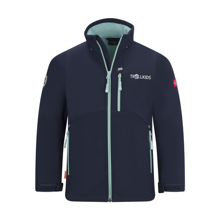 Kurtka softshell dziecięca dla dziewczynki Trollkids Girls Balestrand Jacket navy/aqua (617-132)