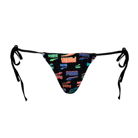 Wyprzedaż - Dół od bikini Puma Swim Women Side Tie Tanga String 1P majtki damskie kąpielowe czarne (938066-01)