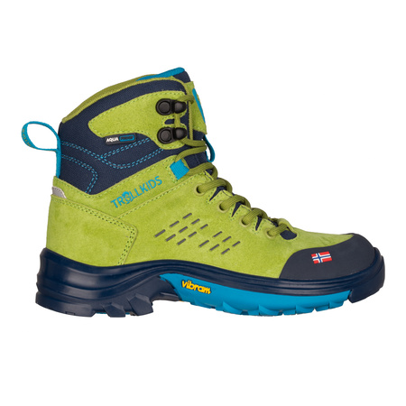 Wodoodporne buty turystyczne dziecięce dla chłopca/dziewczynki Trollkids Kids Trollsteinen Hiker Mid XT kiwi/mystic blue/vivid blue (658-346)