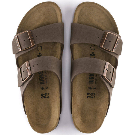 Klapki skórzane damskie/męskie Birkenstock Arizona Birkibuc regular szerokie brązowe (0151181)