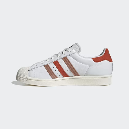 Sneakersy męskie adidas Superstar skórzane stylowe buty na co dzień biało-pomarańczowe (GZ9380)