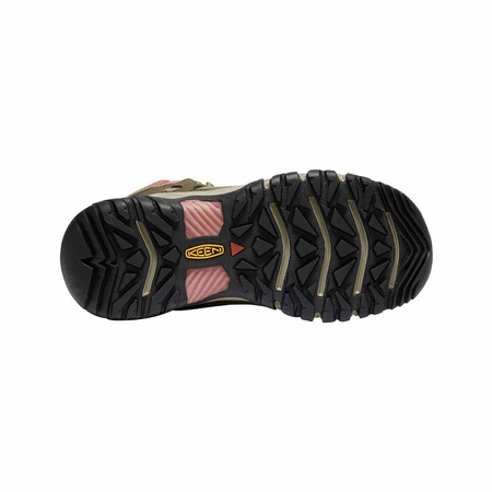 Wyprzedaż - Buty trekkingowe damskie Keen Ridge Flex Mid WP Timberwolf/Brick Dust wodoodporne oddychające brązowe (KE-1024921)