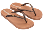 Wyprzedaż - Klapki na lato damskie Ipanema Anat Brasili plażowe brązowe (82932-AJ156)