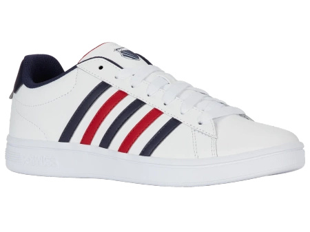 Męskie sneakersy K-Swiss COURT TIEBREAK II WHITE/PEACOAT/SAMBA RED-M (04413-983-M)