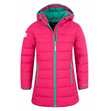 Kurtka zimowa dziewczęca Trollkids Girls Stavanger Coat pink/peacock green wiatroszczelna z kapturem różowa (219-216)