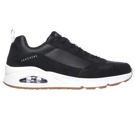 Sneakersy męskie czarne Skechers Uno Stacre buty sportowe treningowe skórzane (52468-BKW)