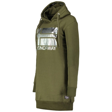 Wyprzedaż - Długa bluza damska z kapturem Geographical Norway Fabienne Kaki DB Lady zielona (WW4562F/GNO-KAKI)