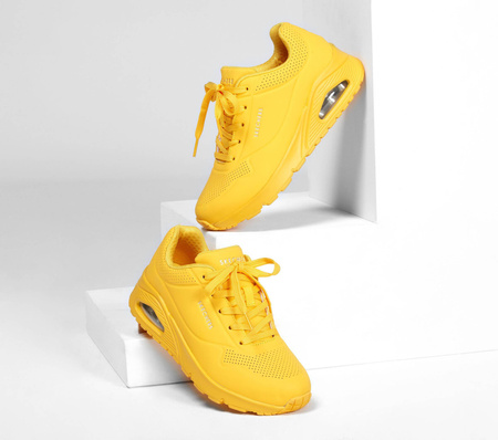 Wyprzedaż - Sneakersy damskie Skechers Uno Stand On Air buty sportowe żółte (73690-YEL)
