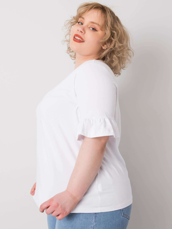 Biała bluzka plus size z ozdobnymi rękawami (RV-BZ-6635.18X)