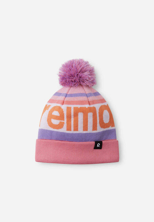 Czapka sportowa dziecięca Reima Beanie Taasko Sunset Pink  Junior na zimę z pomponem różowa (5300058A-4371)