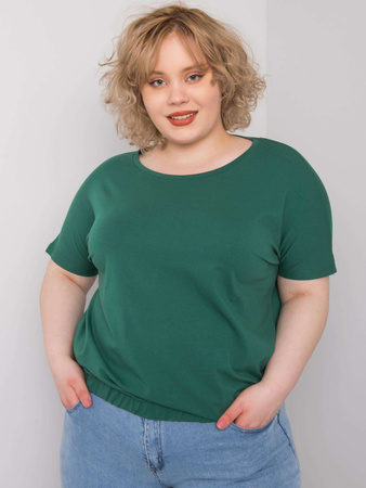 Ciemnozielona bluzka plus size z bawełny (RV-BZ-6634.27)