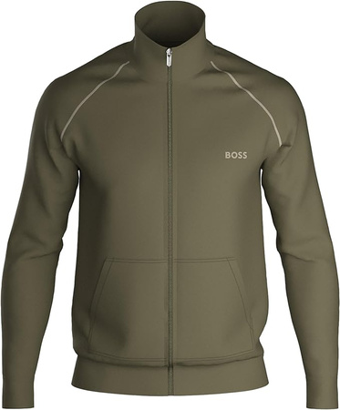 Bluza rozpinana męska BOSS Mix & Match Jacket Z Dark Green ze stójką zielona (50515307-305)