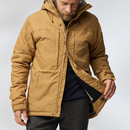 Wyprzedaż - Kurtka zimowa z kapturem męska Fjällräven Skogsö Padded Jacket M ocieplana brązowa (F82279-232)