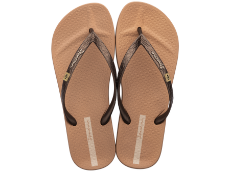 Wyprzedaż - Klapki na lato damskie Ipanema Anat Brasili plażowe brązowe (82932-AJ156)