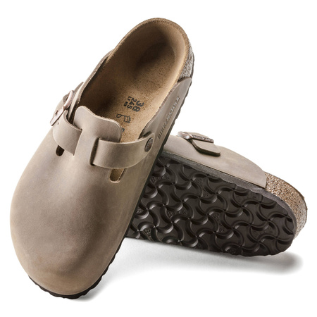 Chodaki damskie/męskie Birkenstock Boston Tabacco Brown olejowana skóra klapki narrow wąskie (0960813)