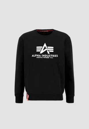 Sweter męski Alpha Industries Basic Sweater black bluza nierozpinana nadruk logo czarny (178302-03)