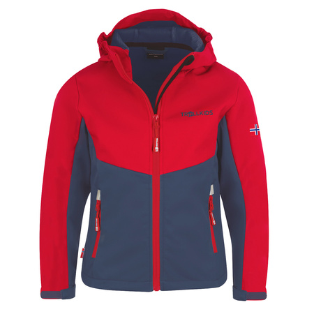 Kurtka softshell dziecięca dla chłopca/dziewczynki Trollkids Kids Kristiansand Jacket bright red/mystic blue (320-410)