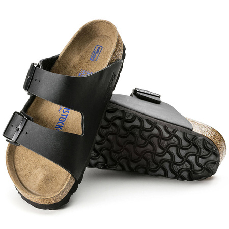Klapki damskie/męskie Birkenstock Arizona Soft Footbed Birko-Flor Black czarne regular szerokie (0551251)