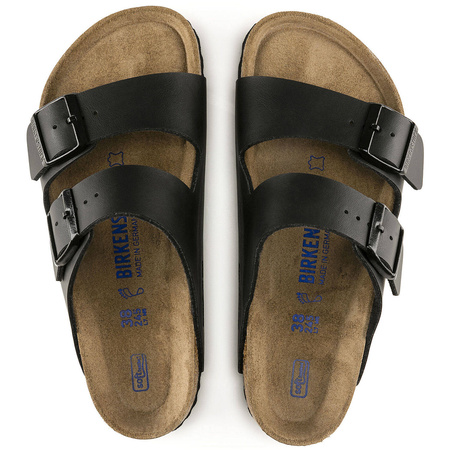Klapki damskie/męskie Birkenstock Arizona Soft Footbed Birko-Flor Black czarne regular szerokie (0551251)
