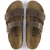 Klapki skórzane Birkenstock Arizona BF nubuk regular szerokie brązowe męskie/damskie (0151181)